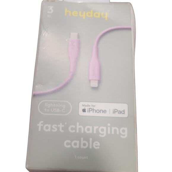 Heyday Lightning to USB-C Cable – 3 ft – Fast Charging – Pink For iPhone/iPad - Picture 1 of 5